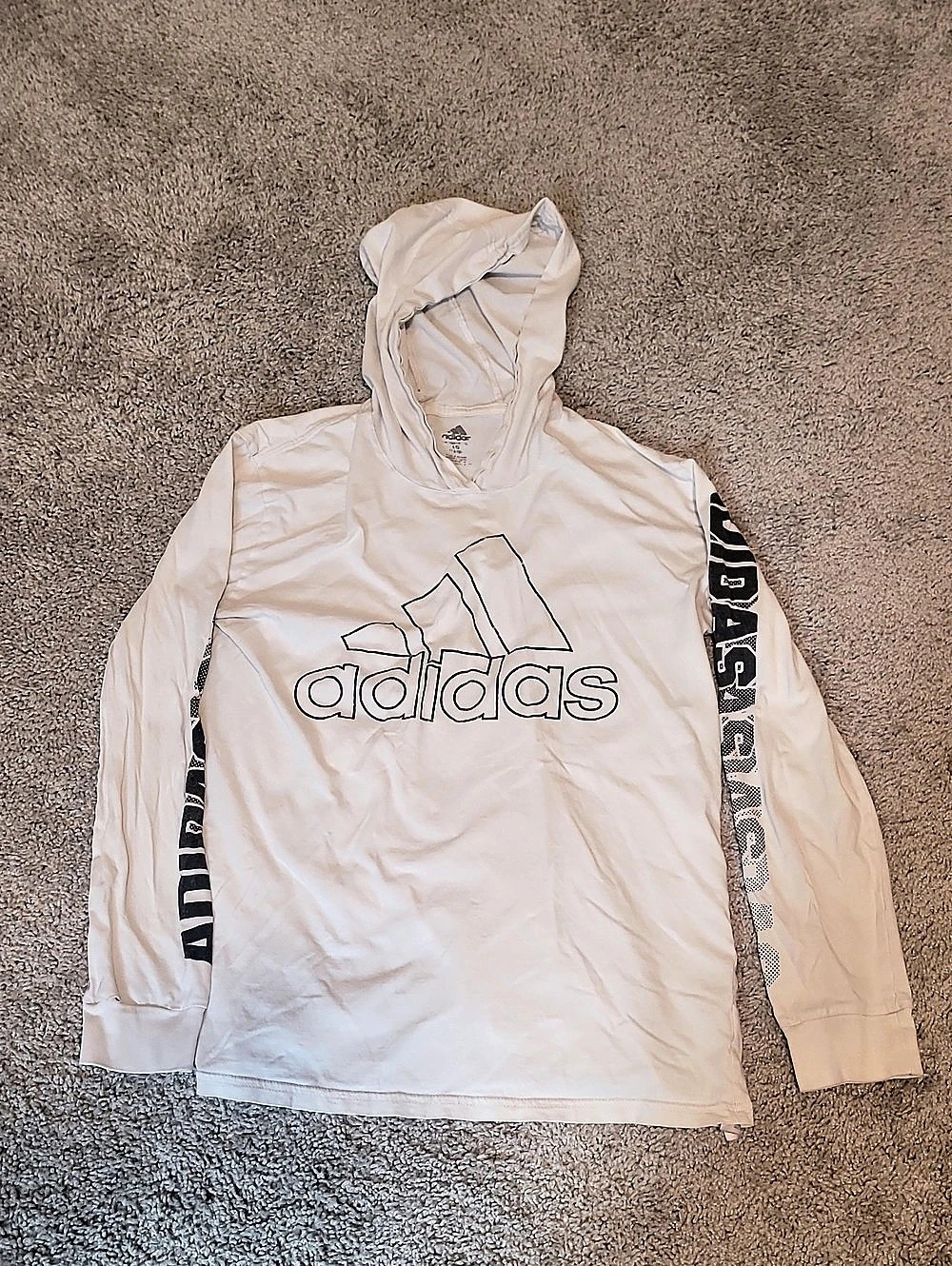 adidas Windbreaker Hoodie Men's White & Black Size Large